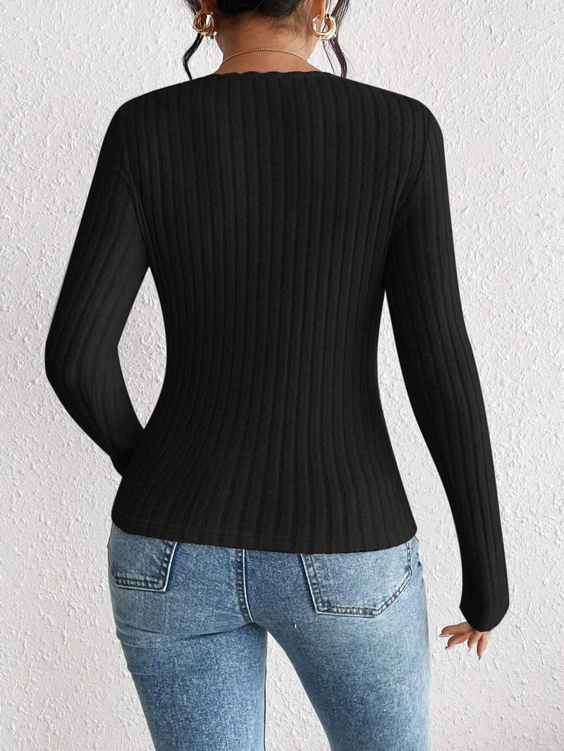 Mia Muse Slim Fit T-Shirts Sweetheart Neck Long Sleeve Solid Color Autumn Casual Basic Tops  Women's Blouses Deals