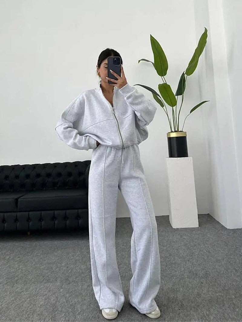 Women's Leisure Suit Autumn and Winter Cardigan Sports Women's Fashion Street Style Long-Sleeved Coat Trousers Two-Piece Set