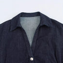 ETJ 2025  Spring New 1975 series denim MIDI dress with lapel side zipper fashion wrinkle waist slim elegant dress