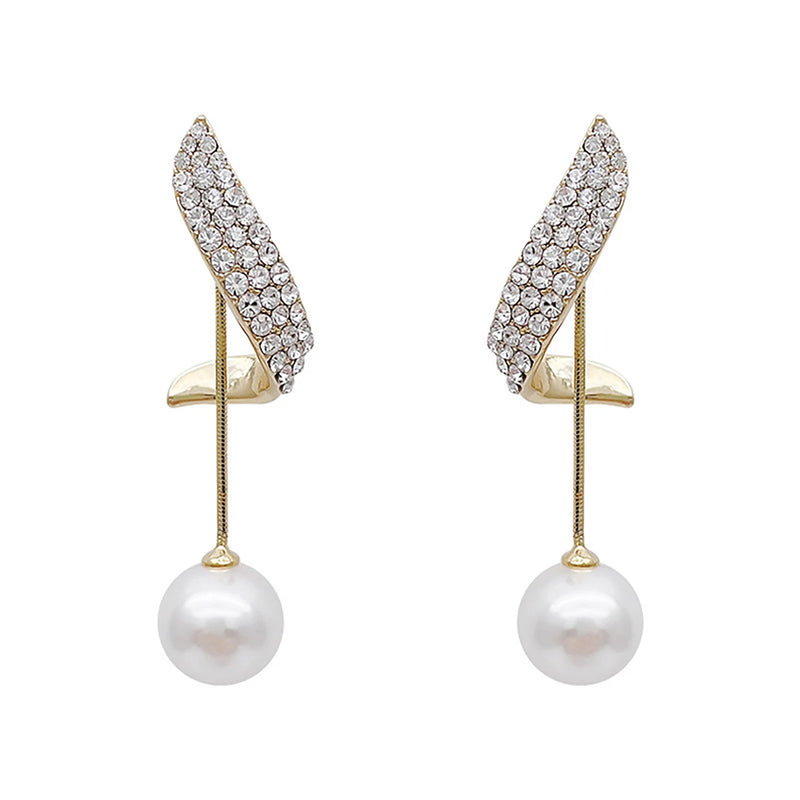 New Classic Elegant Imitation Pearl Pendant Women's Crystal Long tassel Exquisite Pendant Earrings Wedding Jewelry-4833