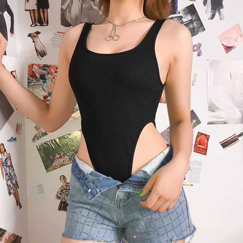 Y2k Summer Sexy Bodysuit Bodysuit Women's Fashion Streetwear Vintage  Bodycon Body Basic Top Sleeveless Bodysuit Jumpsuit
