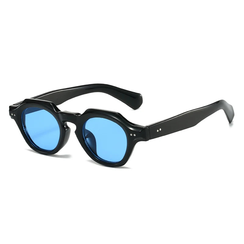 SO&EI Fashion Small Polygon Square Sunglasses Women Retro Rivets Shades UV400 Men Red Blue Sun Glasses