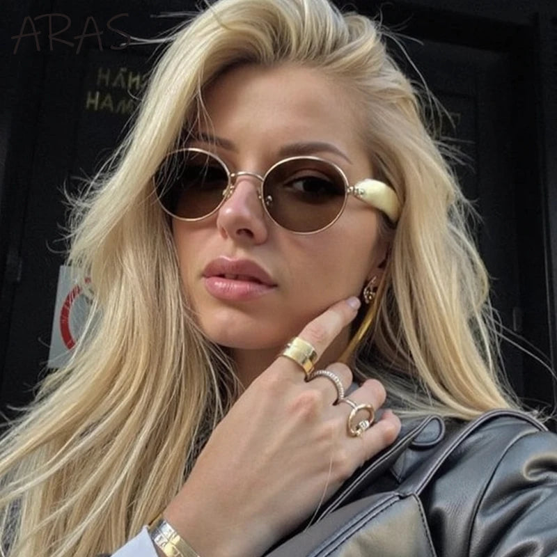 Sexy Small Oval Punk Sunglasses Women 2025 Luxury Vintage Steampunk Metal Frame Sun Glasses For Ladies Trendy Traveling Shades