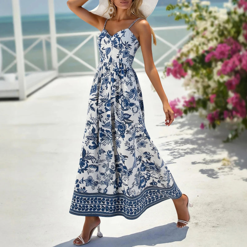 Mia Muse Dresses Summer Daily Fashion Graphic Print Sleeveless Sweetheart Neck Vacation Cami Dresses For Women
