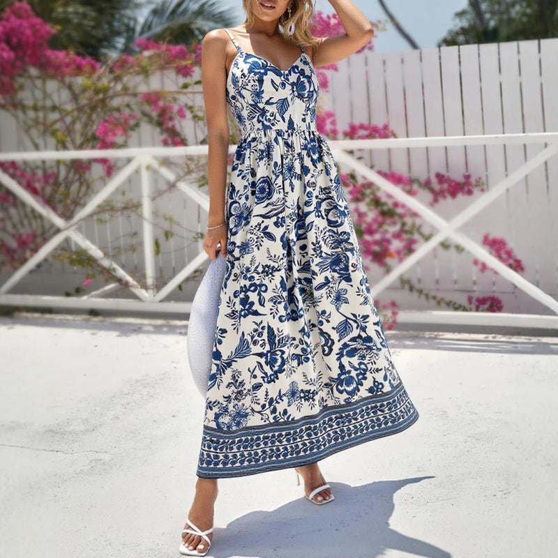 Mia Muse Dresses Summer Daily Fashion Graphic Print Sleeveless Sweetheart Neck Vacation Cami Dresses For Women