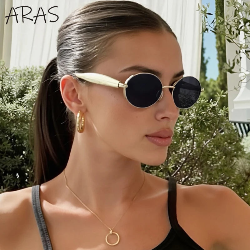 Sexy Small Oval Punk Sunglasses Women 2025 Luxury Vintage Steampunk Metal Frame Sun Glasses For Ladies Trendy Traveling Shades