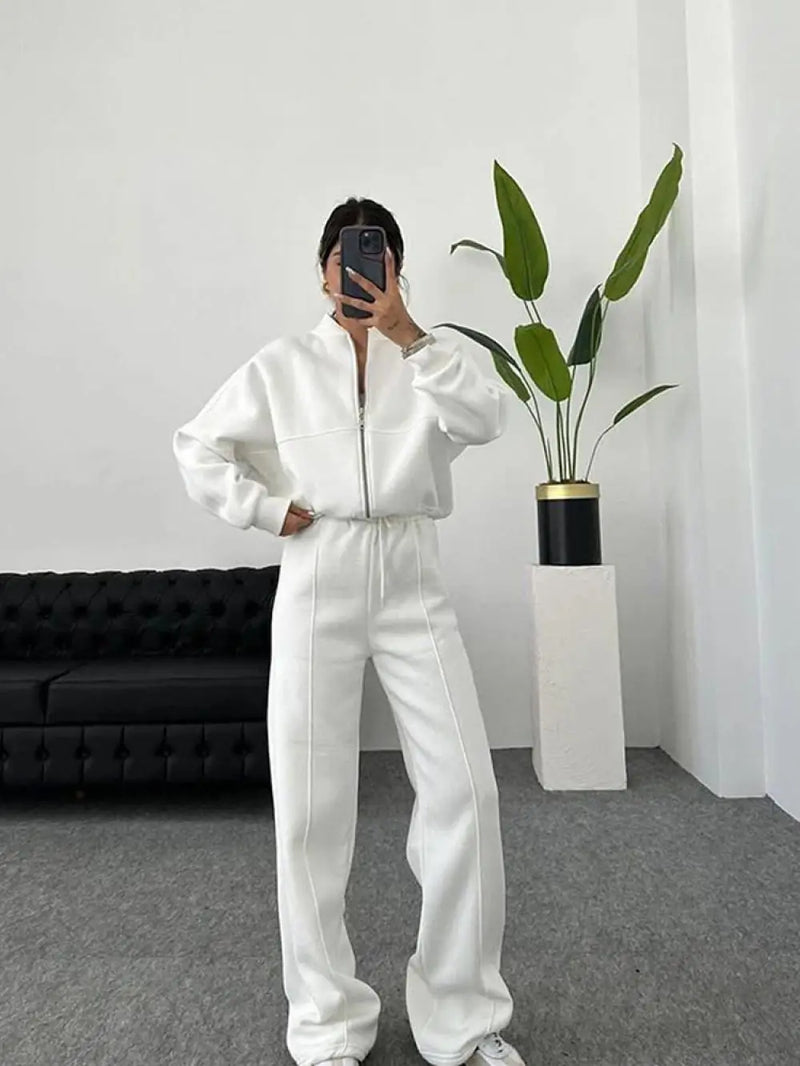 Women's Leisure Suit Autumn and Winter Cardigan Sports Women's Fashion Street Style Long-Sleeved Coat Trousers Two-Piece Set
