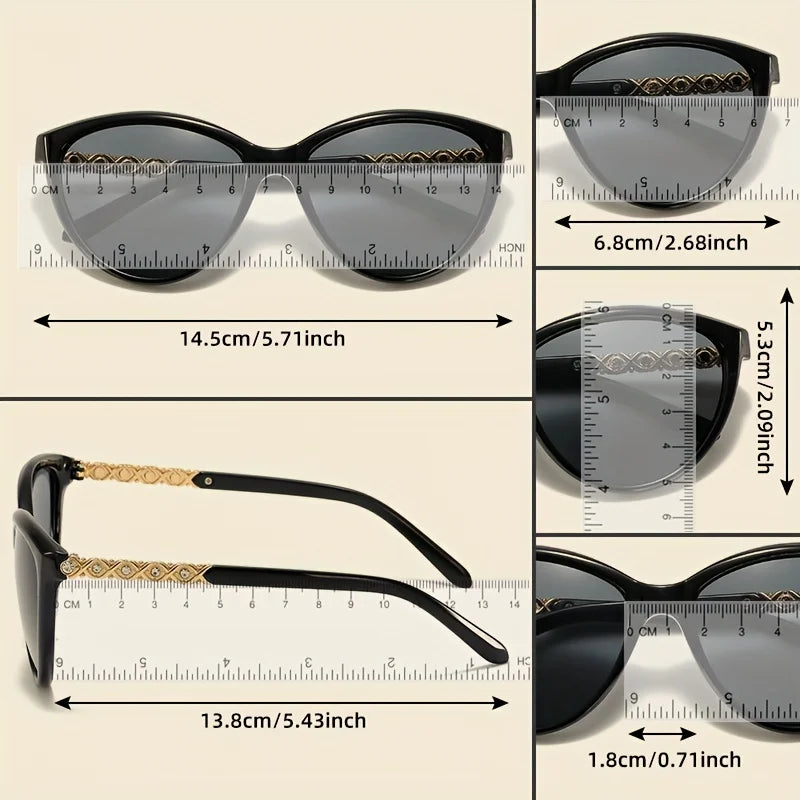 LINFEMAND Cat Eye Decorative Fashion Sunglasses UV400 Brand Engraved Design Summer Festival Gift
