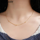ANENJERY 316L Stainless Steel Beads Snake Bone Chain Necklace for Women Basic Simple Clavicle Necklace Jewelry Gift