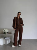 Women's Leisure Suit Autumn and Winter Cardigan Sports Women's Fashion Street Style Long-Sleeved Coat Trousers Two-Piece Set