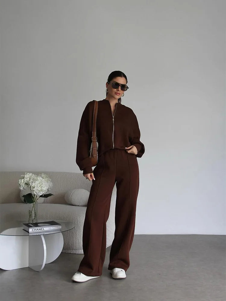 Women's Leisure Suit Autumn and Winter Cardigan Sports Women's Fashion Street Style Long-Sleeved Coat Trousers Two-Piece Set