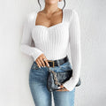 Mia Muse Slim Fit T-Shirts Sweetheart Neck Long Sleeve Solid Color Autumn Casual Basic Tops  Women's Blouses Deals