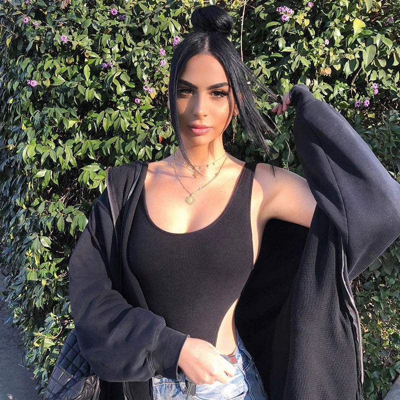 Y2k Summer Sexy Bodysuit Bodysuit Women's Fashion Streetwear Vintage  Bodycon Body Basic Top Sleeveless Bodysuit Jumpsuit