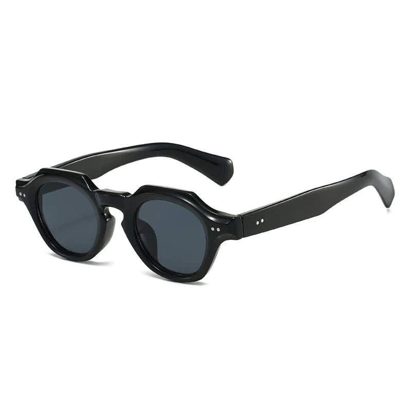 SO&EI Fashion Small Polygon Square Sunglasses Women Retro Rivets Shades UV400 Men Red Blue Sun Glasses