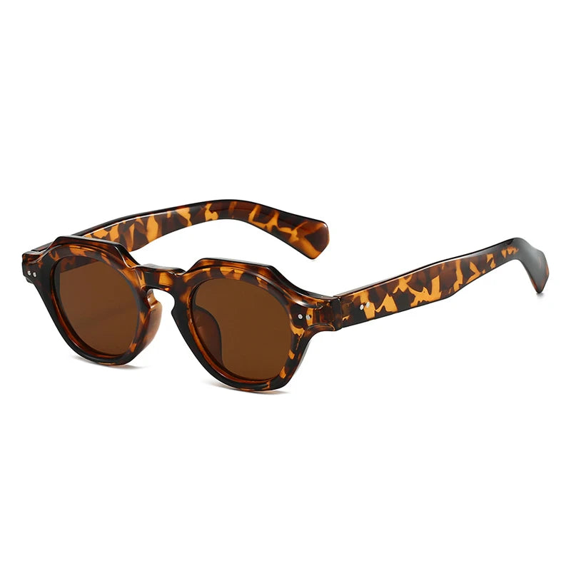 SO&EI Fashion Small Polygon Square Sunglasses Women Retro Rivets Shades UV400 Men Red Blue Sun Glasses