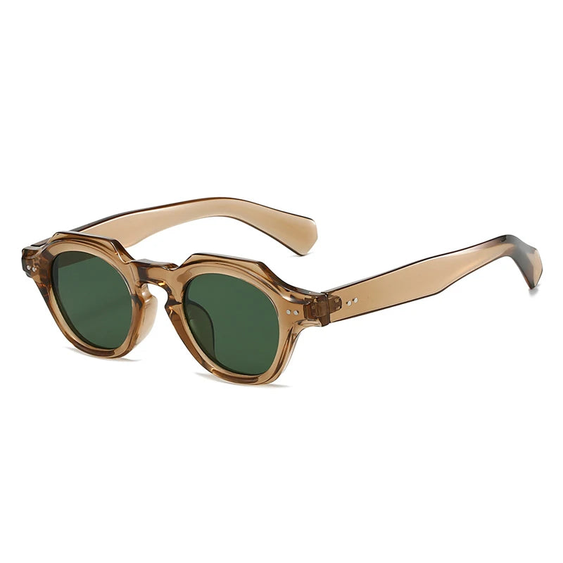 SO&EI Fashion Small Polygon Square Sunglasses Women Retro Rivets Shades UV400 Men Red Blue Sun Glasses