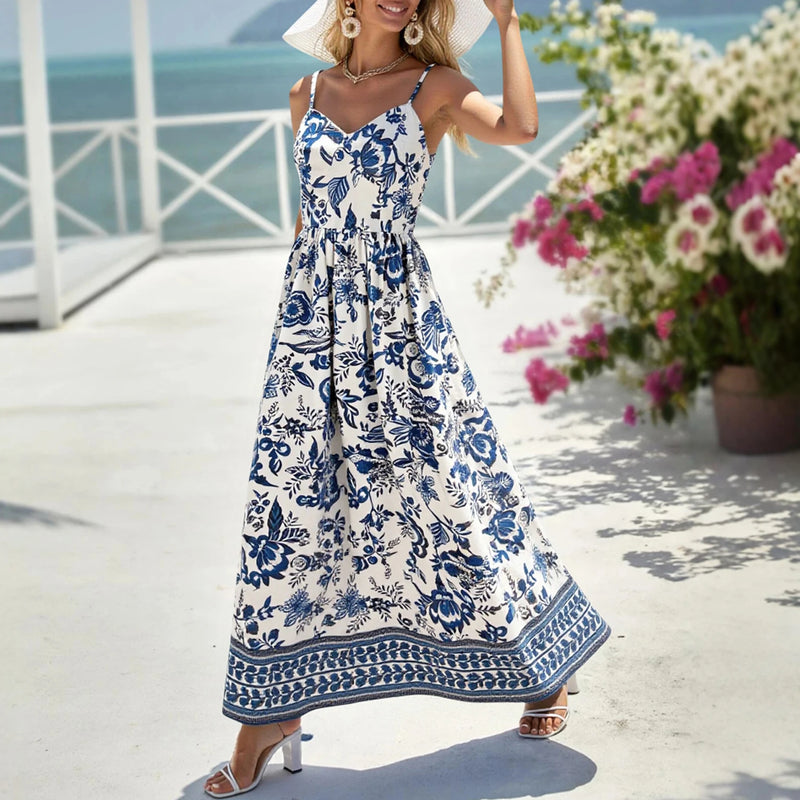 Mia Muse Dresses Summer Daily Fashion Graphic Print Sleeveless Sweetheart Neck Vacation Cami Dresses For Women