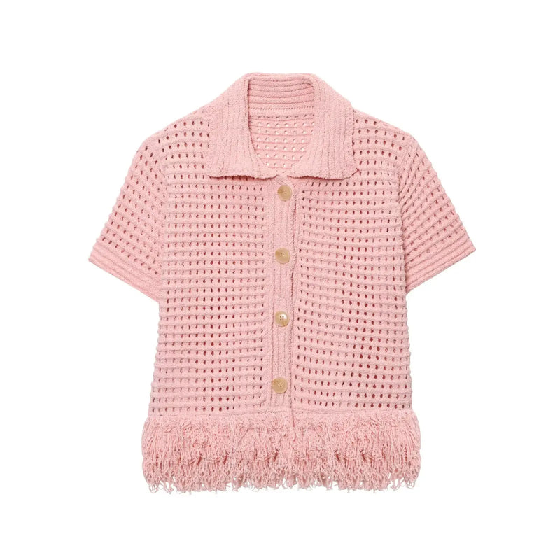 Sexy Irregular Solid Knit Short Skirt Sets Women Chic Sleeveless Hollow Out Single Breasted Top 2 Piece Suit Holiday Street Wear