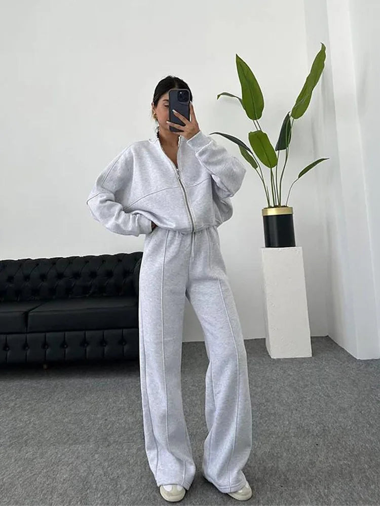 Women's Leisure Suit Autumn and Winter Cardigan Sports Women's Fashion Street Style Long-Sleeved Coat Trousers Two-Piece Set