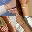 3pcs/set Stainless Steel Stack Cuff Bracelets for Women 14K Silver Plated Adjustable Jewelry Luxury CZ Chain Love Knot Bangles