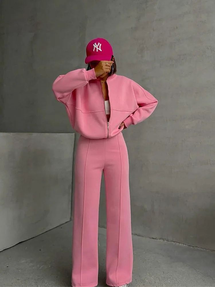 Women's Leisure Suit Autumn and Winter Cardigan Sports Women's Fashion Street Style Long-Sleeved Coat Trousers Two-Piece Set