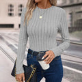 Mia Muse Women's Knitted Long Sleeve T-Shirts Crew Neck Solid Casual Autumn Basic Daily Tops  Women's Blouses Deals