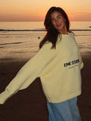 Round Neck Letter Print Knitted Top Women's Loose Long Sleeve Pleated Casual Sweaters Lady 2025 Daily Street Commute Outfits