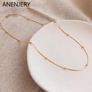 ANENJERY 316L Stainless Steel Beads Snake Bone Chain Necklace for Women Basic Simple Clavicle Necklace Jewelry Gift