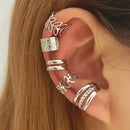 5pcs/set Trendy Elegant Design Ear Cuff Classic Elegant Style Women's No Piercing Clip Earrings Leaf Shaped Circle Stacked Shape