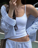 Tank Summer Women's Sleeveless Sexy Camisole Thin Strap Elastic Short Top Casual Sports Shirt Close-Fitting Fit