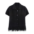Sexy Irregular Solid Knit Short Skirt Sets Women Chic Sleeveless Hollow Out Single Breasted Top 2 Piece Suit Holiday Street Wear