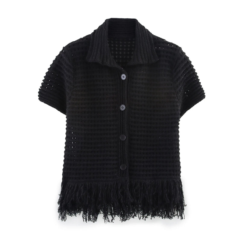 Sexy Irregular Solid Knit Short Skirt Sets Women Chic Sleeveless Hollow Out Single Breasted Top 2 Piece Suit Holiday Street Wear