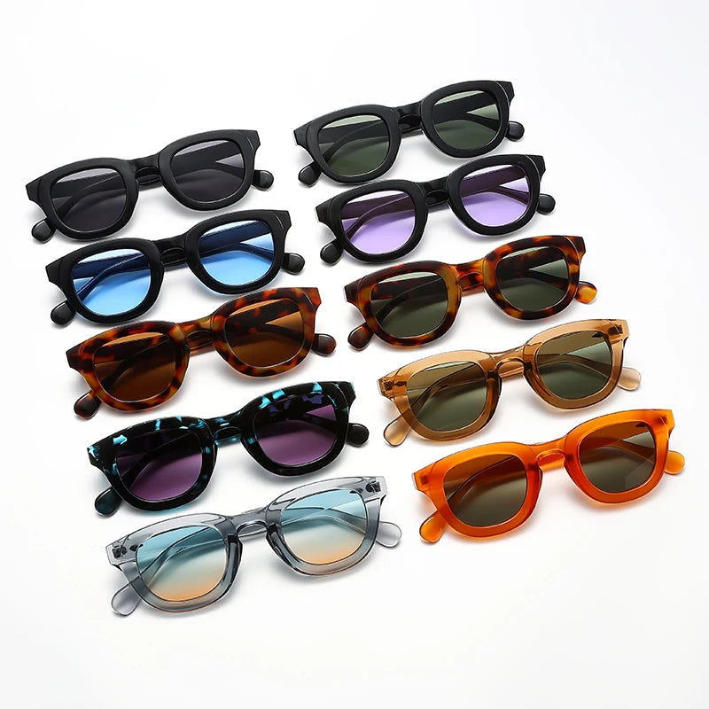 2024 Fashion New Female Retro Multi color Sunglasses Oval Frame Thick Frame Personality Simple Design Sun Glasses Male