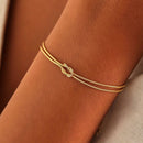 New Letter AZ Love Knot Bracelets for Women Couple Gold Color Dainty Snake Chain Charm Bracelet Stainless Steel Jewelry Gift
