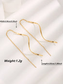 Stainless Steel 18K Gold Plated Curve Dangle Earrings for Women Teen Girls Wave Dangle Earrings Threader Tassel