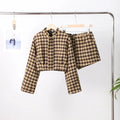 2025 Spring Retro Plaid Women Sets Casual Chic Full Sleeve Zipper Jacket High Waist Pockets Shorts NEW Lady Office Suit Commute
