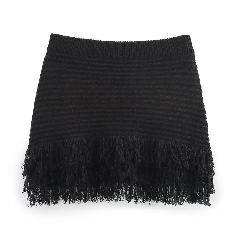 Sexy Irregular Solid Knit Short Skirt Sets Women Chic Sleeveless Hollow Out Single Breasted Top 2 Piece Suit Holiday Street Wear